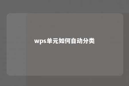 wps单元如何自动分类 