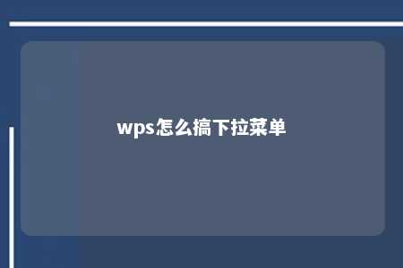 wps怎么搞下拉菜单