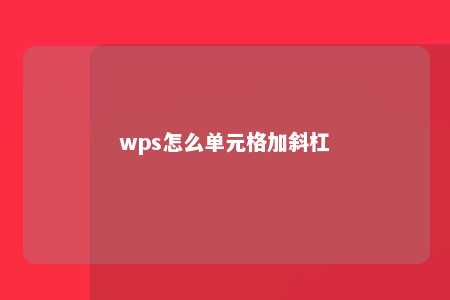 wps怎么单元格加斜杠 