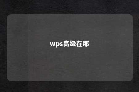 wps高级在那 