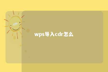 wps导入cdr怎么 