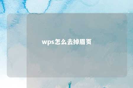 wps怎么去掉眉页 