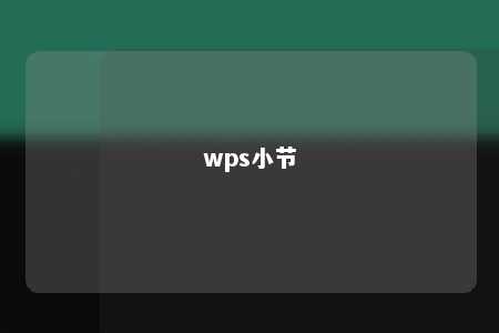 wps小节 