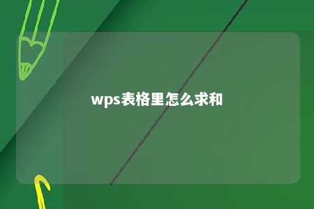 wps表格里怎么求和