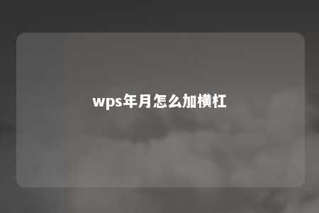 wps年月怎么加横杠