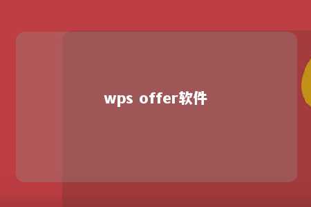 wps offer软件 