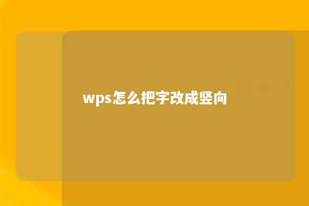 wps怎么把字改成竖向