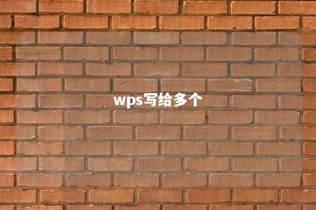 wps写给多个