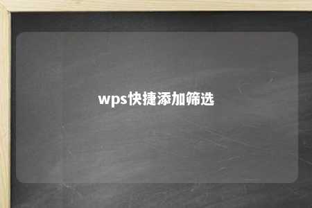 wps快捷添加筛选 