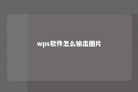 wps软件怎么输出图片 