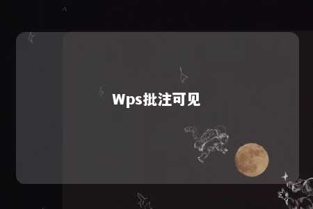 Wps批注可见