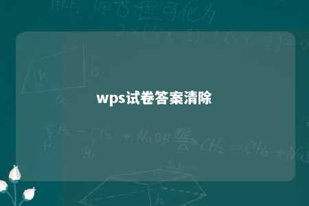 wps试卷答案清除