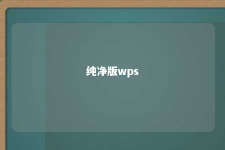 纯净版wps 