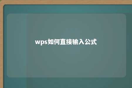 wps如何直接输入公式 