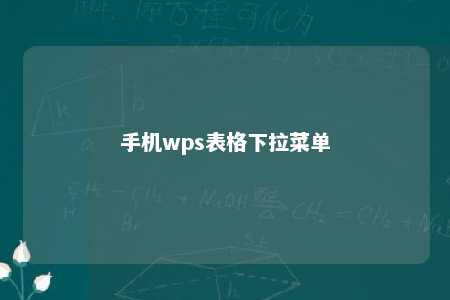 手机wps表格下拉菜单 