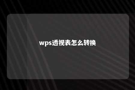 wps透视表怎么转换