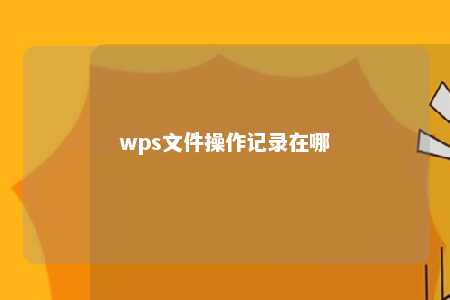 wps文件操作记录在哪 