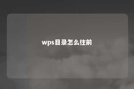 wps目录怎么往前