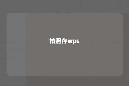 拍照存wps 