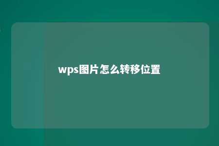 wps图片怎么转移位置 