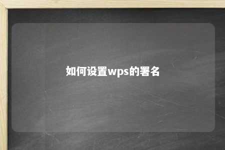 如何设置wps的署名