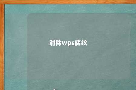 消除wps底纹 