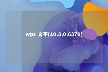 wps 文字(10.8.0.6370) 