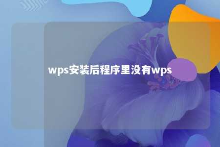 wps安装后程序里没有wps