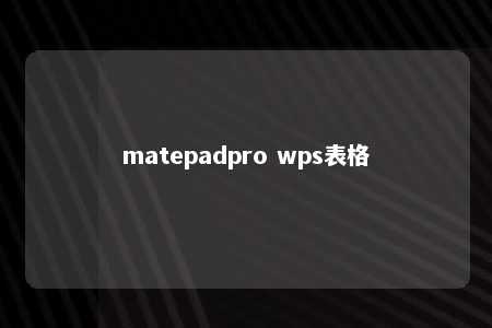 matepadpro wps表格 