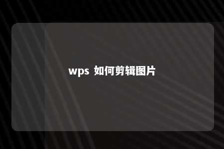 wps 如何剪辑图片 