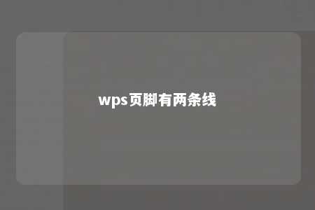 wps页脚有两条线 