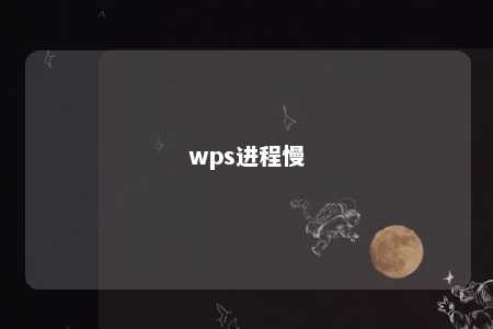 wps进程慢 