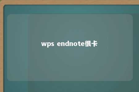 wps endnote很卡 