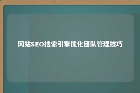 网站SEO搜索引擎优化团队管理技巧