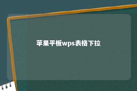 苹果平板wps表格下拉