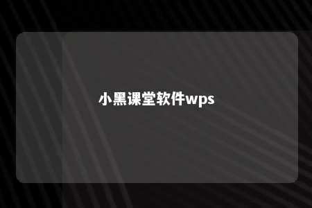 小黑课堂软件wps