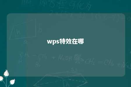 wps特效在哪 