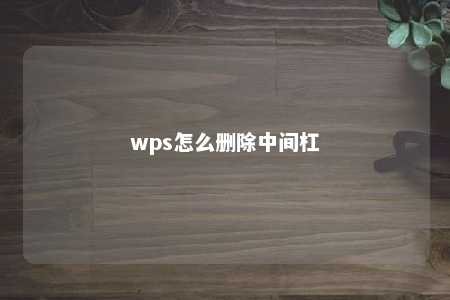 wps怎么删除中间杠 