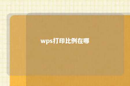 wps打印比例在哪 