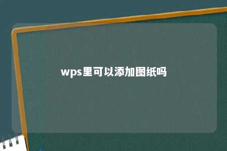 wps里可以添加图纸吗 