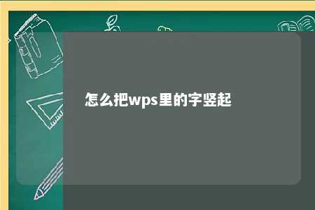 怎么把wps里的字竖起 