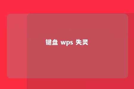 键盘 wps 失灵 