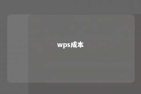 wps成本 