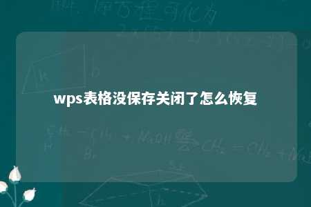 wps表格没保存关闭了怎么恢复 