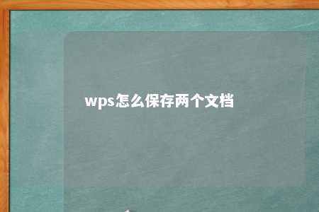 wps怎么保存两个文档