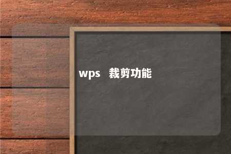 wps  裁剪功能 