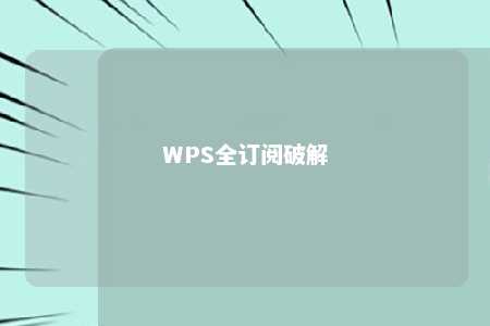 WPS全订阅破解 