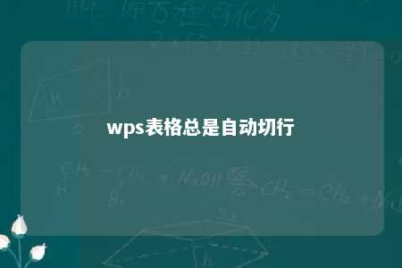 wps表格总是自动切行 