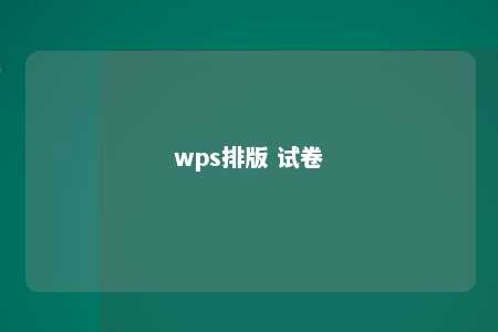 wps排版 试卷 