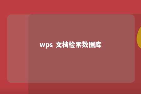 wps 文档检索数据库 